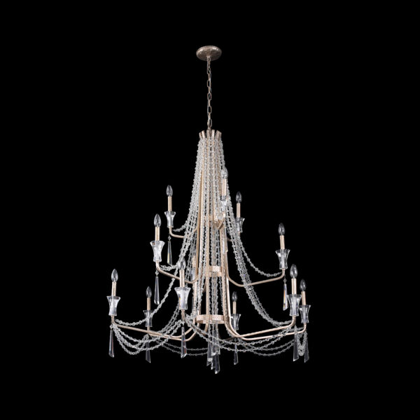 Barcelona 12-Lt 3-Tier Crystal Chandelier - Transcend Silver