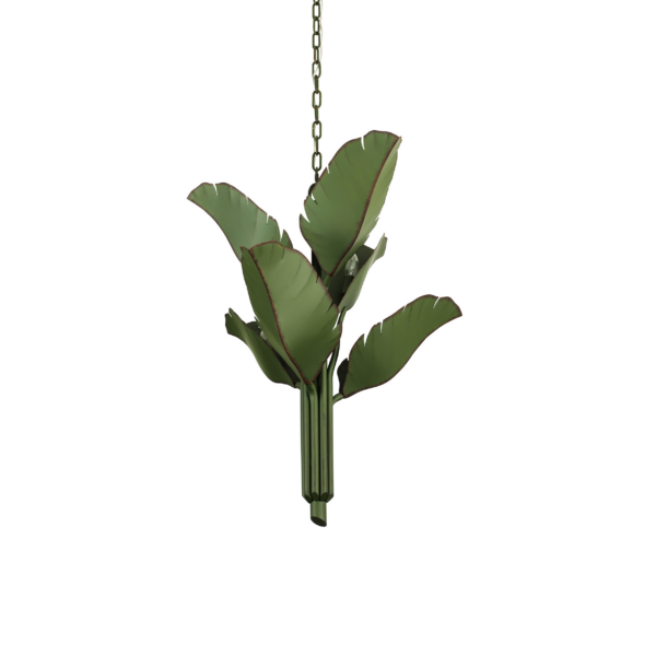 Banana Leaf 6-Lt Chandelier - Natural Green