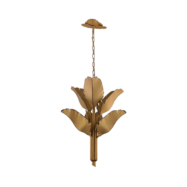 Banana Leaf 6-Lt Chandelier - Gold