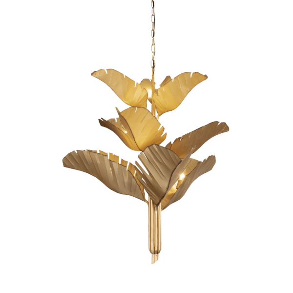 Banana Leaf 9-Lt Chandelier - Gold